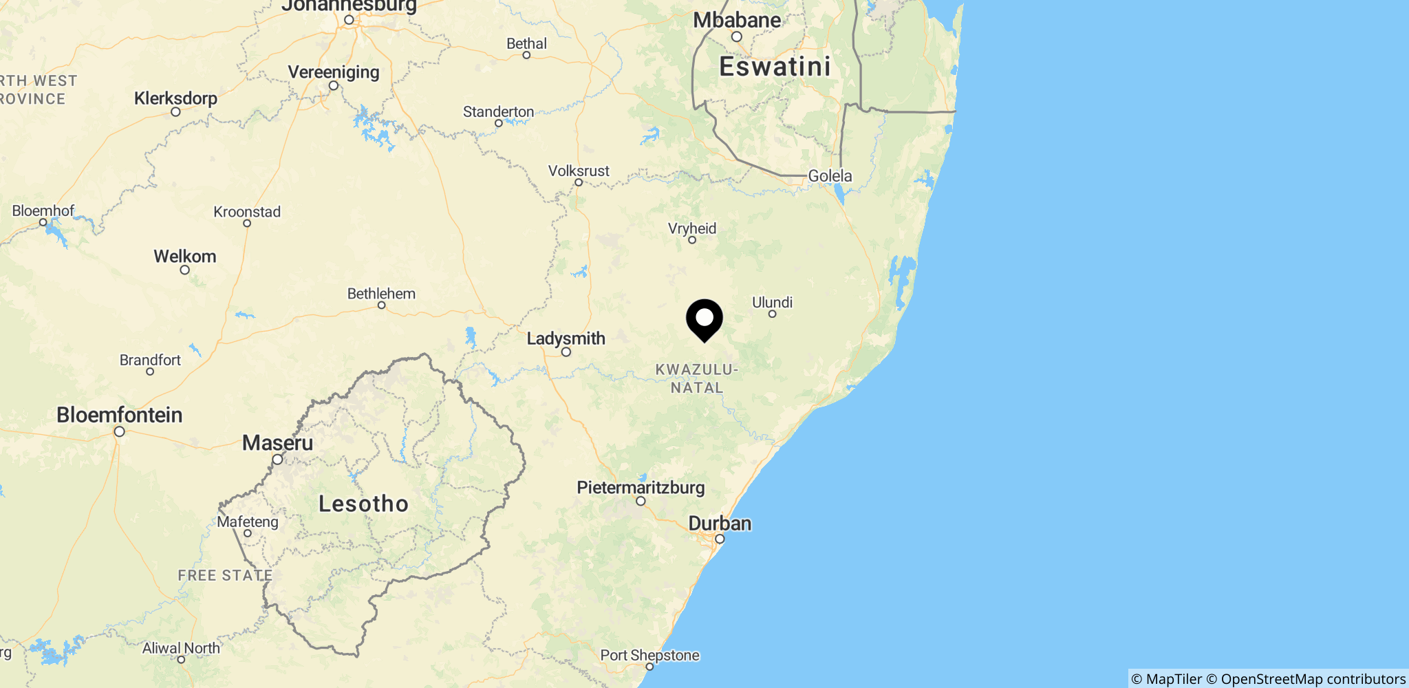 KwaZulu-Natal-provinsen, Sydafrika, hvor sagen også nævnes i artiklen