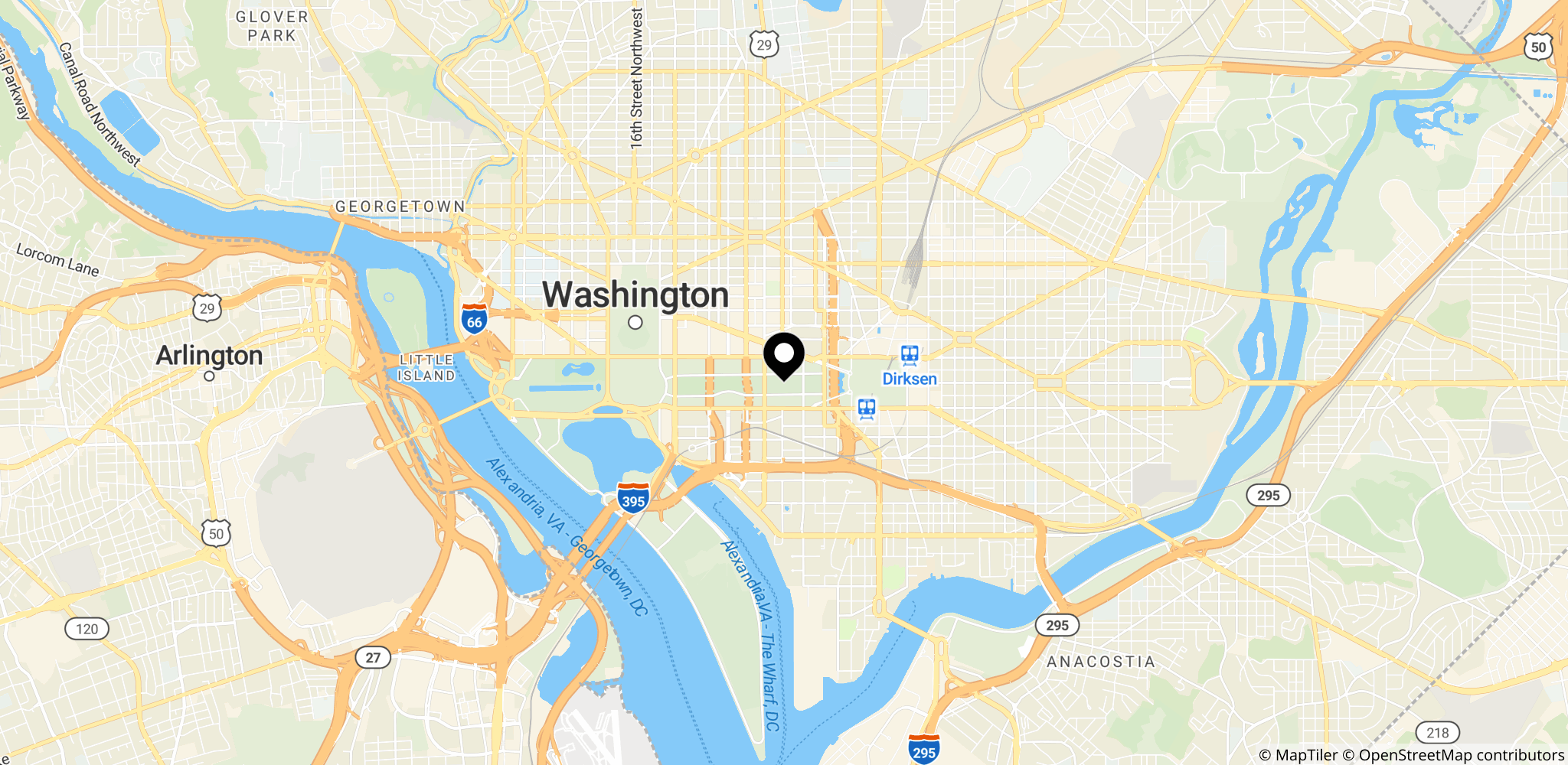 Området omkring National Mall i Washington, D.C., hvor 4. juli-fejringen fandt sted