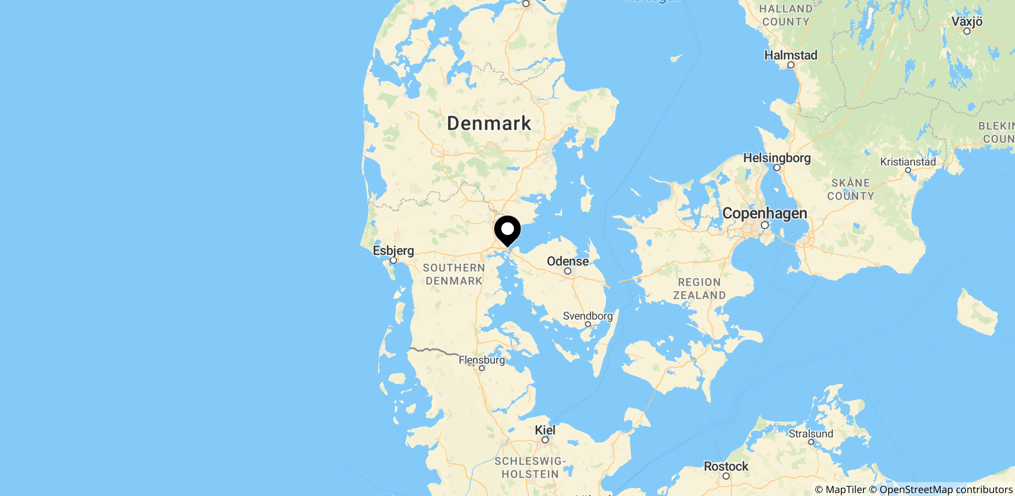 Området i Erritsø ved Fredericia, hvor en brand udviklede kraftig røg