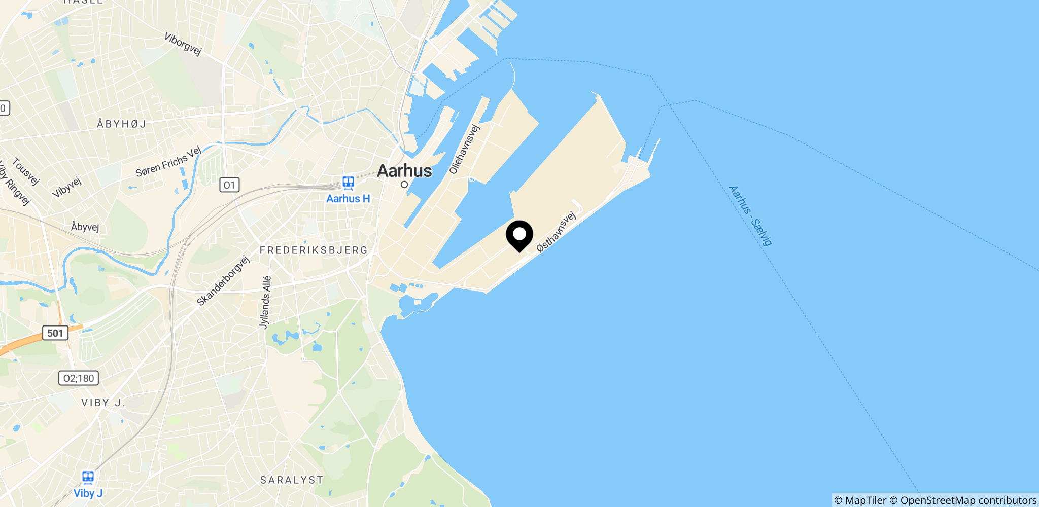 Området ved Aarhus Havn (containerterminalen) i Aarhus, som nævnes i artiklen i forbindelse med rockeroplysningerne.
