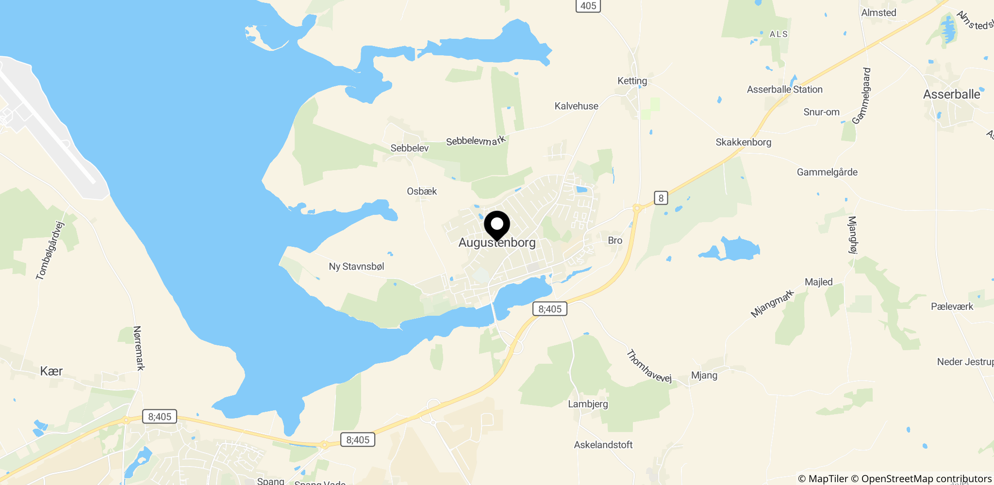 Området i Augustenborg, hvor kontaktbedrageri foregår