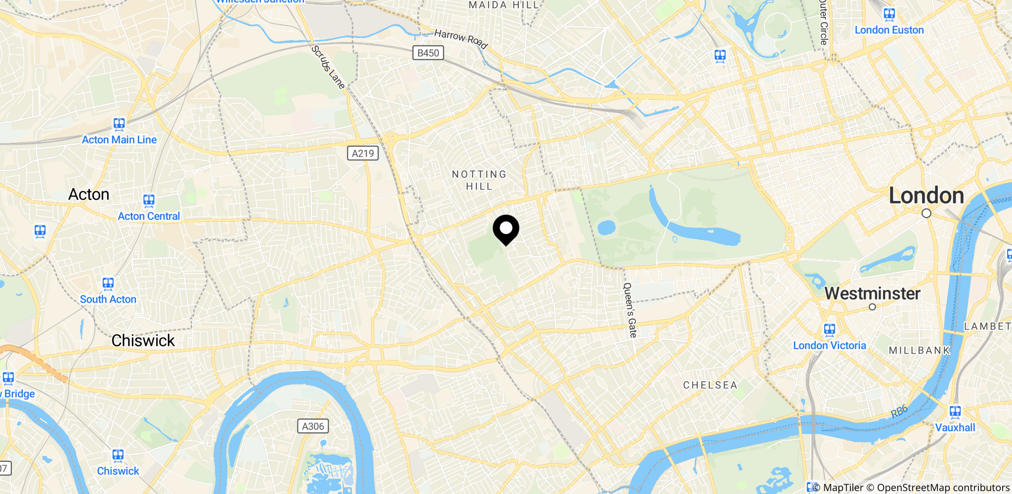 Kensington og Chelsea i London, området hvor de angivne Epstein-adresser ligger ifølge BBC-undersøgelsen