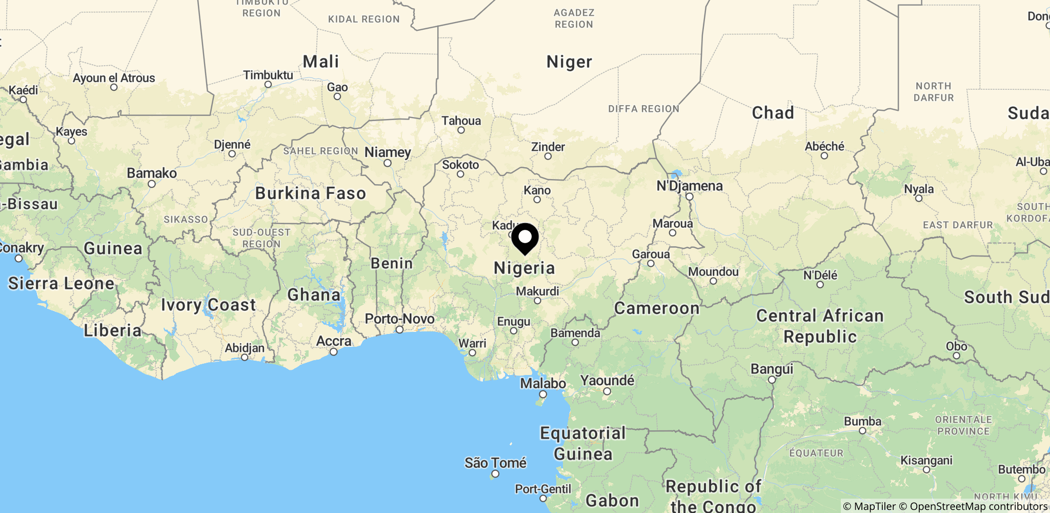 Nigeria som landets reaktion på udtalelsen og del af den geografiske kontekst i historien.