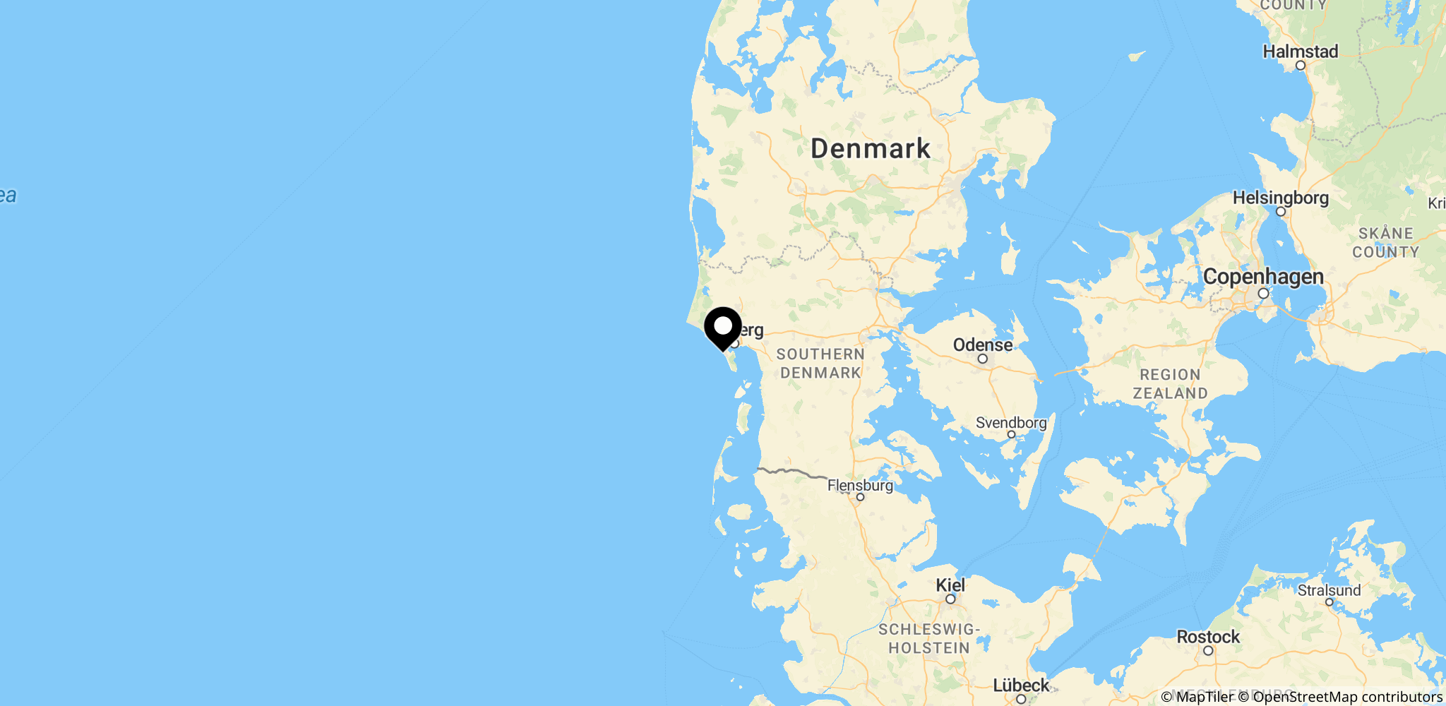 Området omkring Fanø Strand ved Fanø, hvor drukneulykken fandt sted