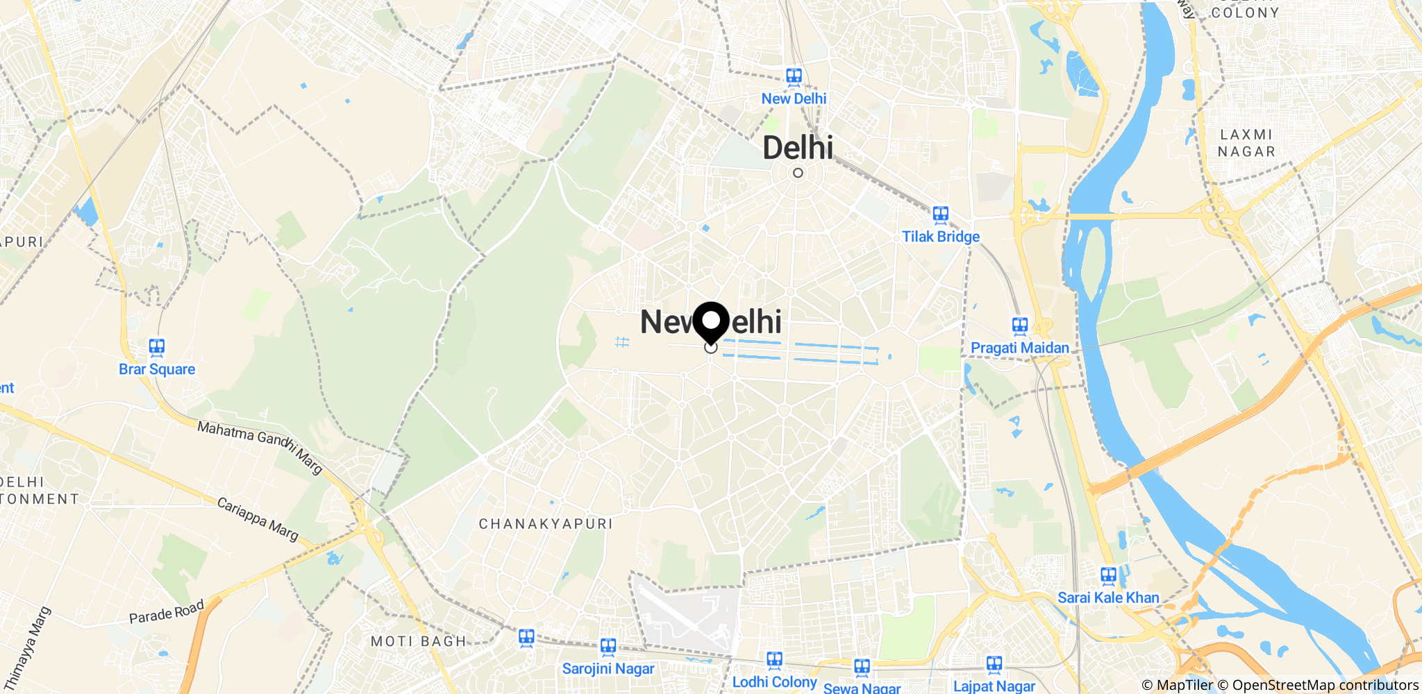Delhi, Indien – placering af hovedstaden i Nordindien, hvor temperaturen nåede omkring 40°C.