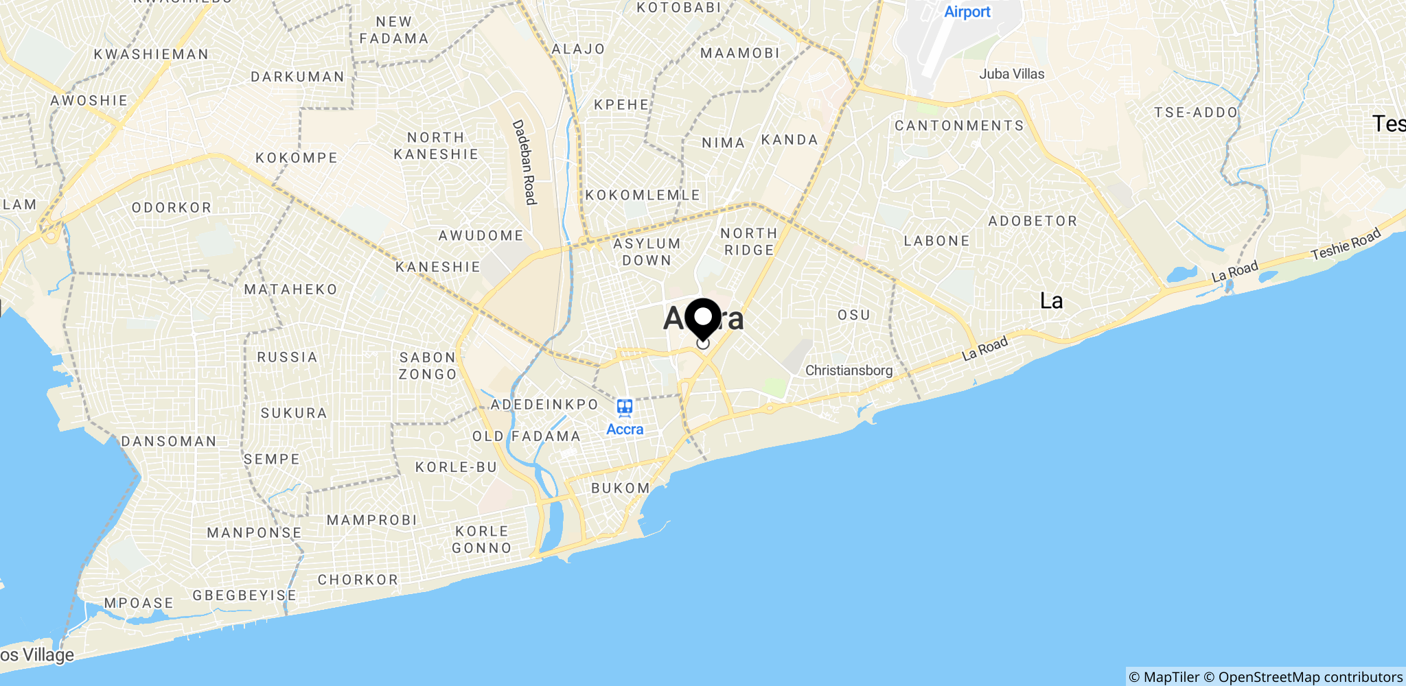 Accra, Ghana – placering der viser hvor Ghana formelt protesterer mod overgreb og chikane af afrikanske migranter i Sydafrika.
