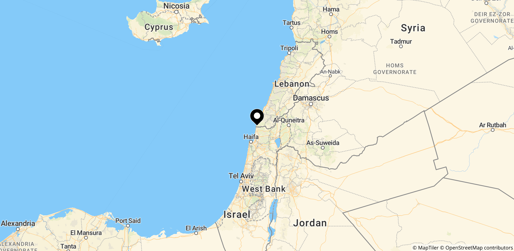 Området omkring grænsen mellem Israel og Libanon ved Naqoura, hvor UNIFIL opererer og grænseforhold diskuteres