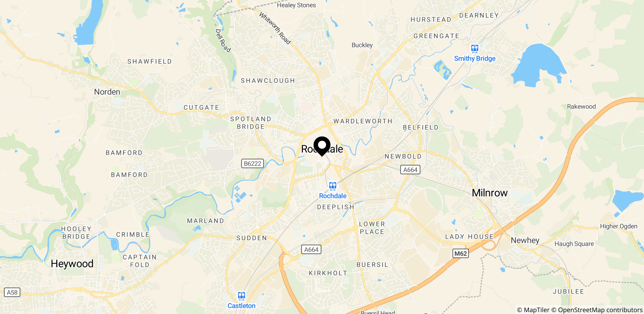 Området omkring Rochdale i Greater Manchester, hvor Rochdale-grooming-sagen fandt sted