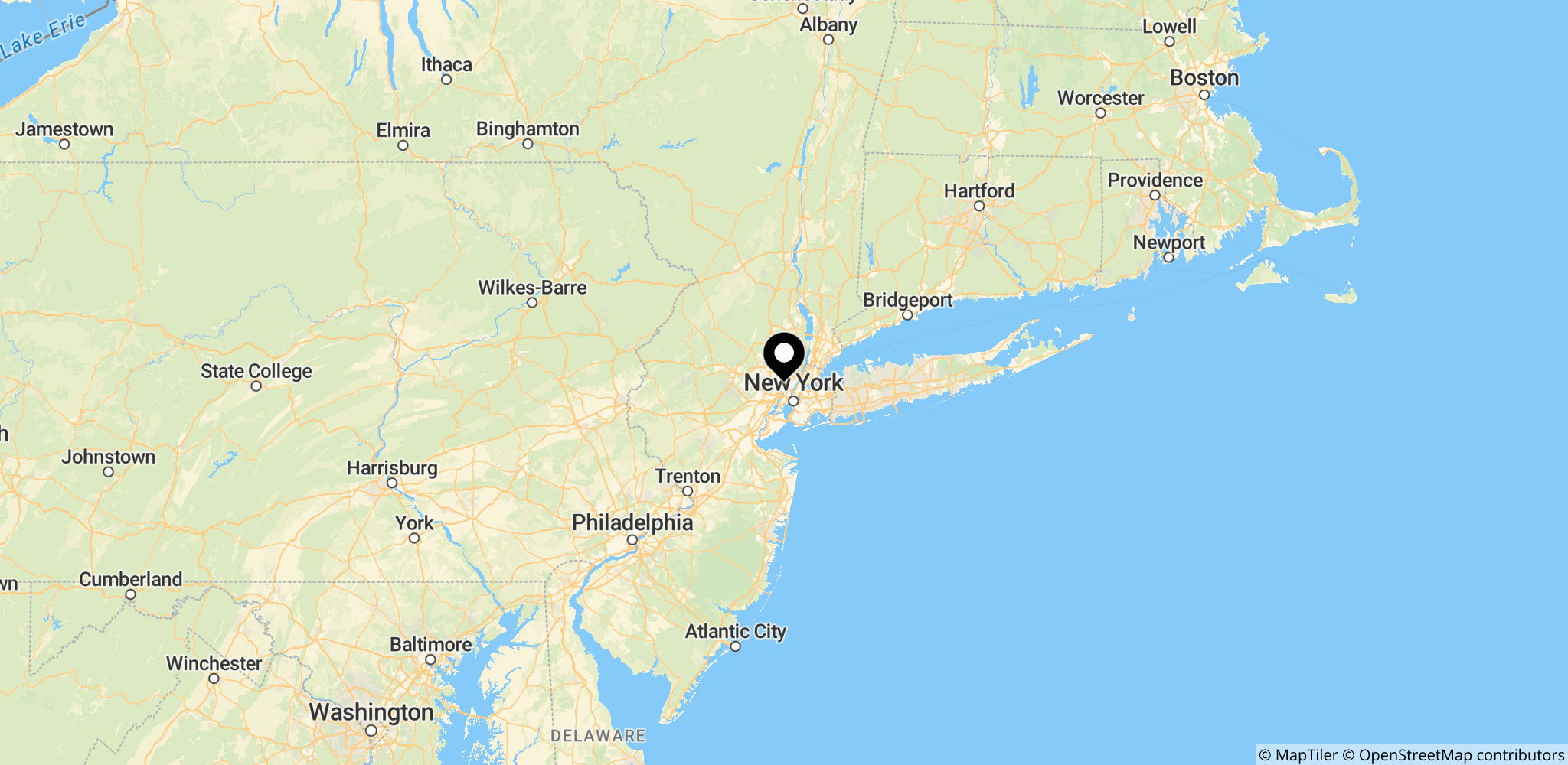 MetLife Stadium i East Rutherford, New Jersey, hvor VM-finalen mellem Spanien og Argentina skulle afvikles. Kortet viser stadionets placering i forhold til New York-området, som er påvirket af skovbrandrøg.
