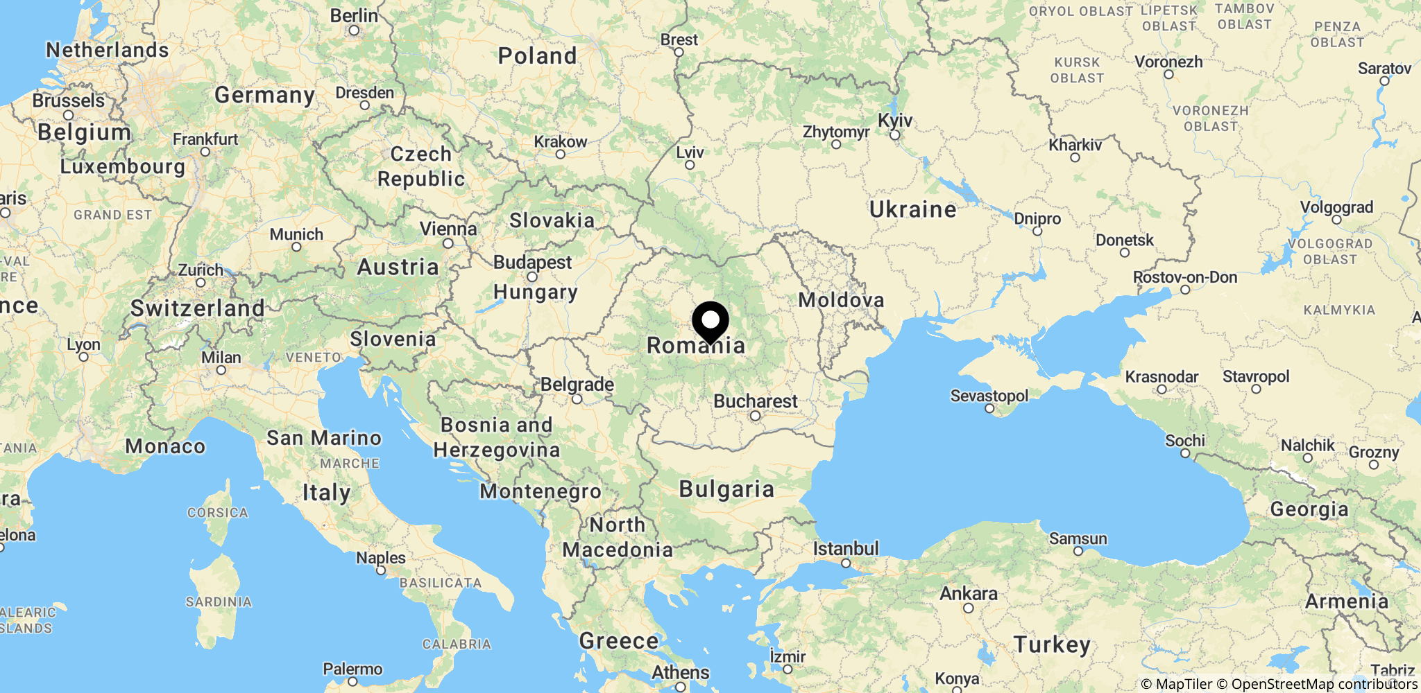 Rumænien som nabo til Ukraine, hvor dronerester er rapporteret landet.