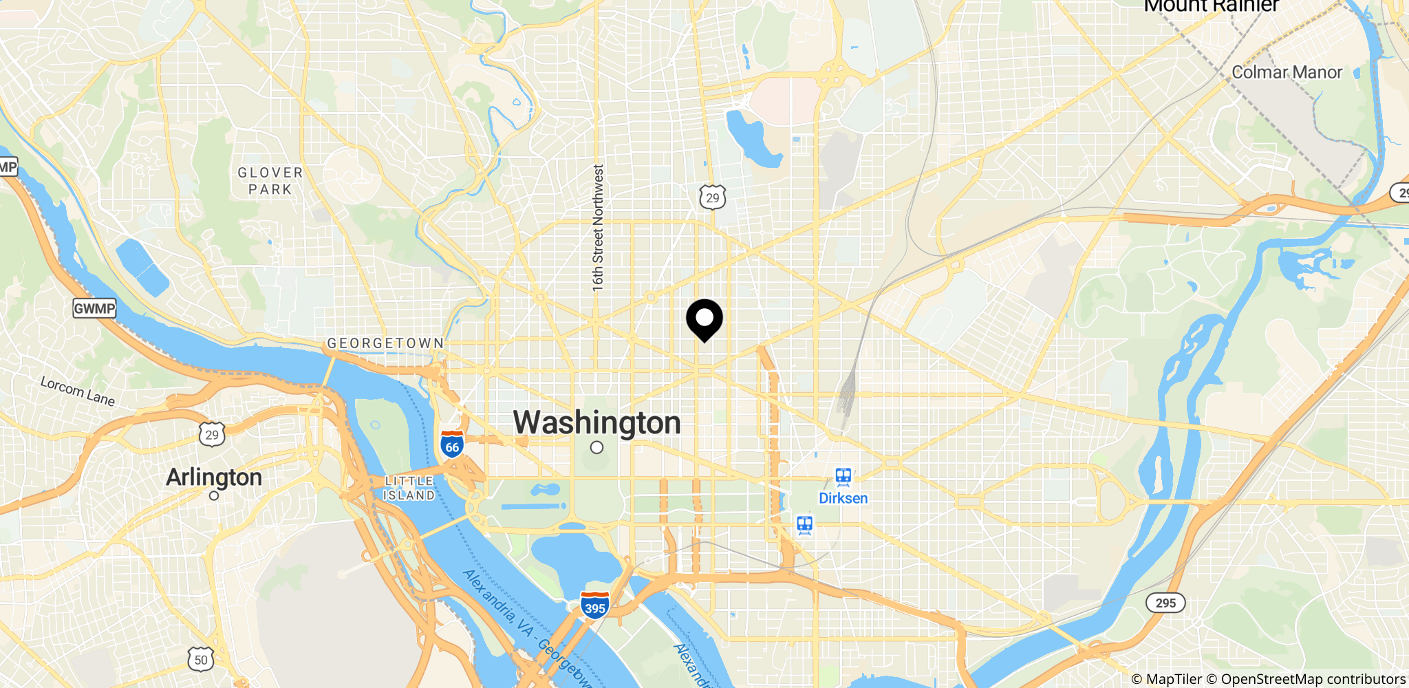 Området omkring WHCD-venue i Washington, D.C., hvor balsalen var og arrangementet fandt sted