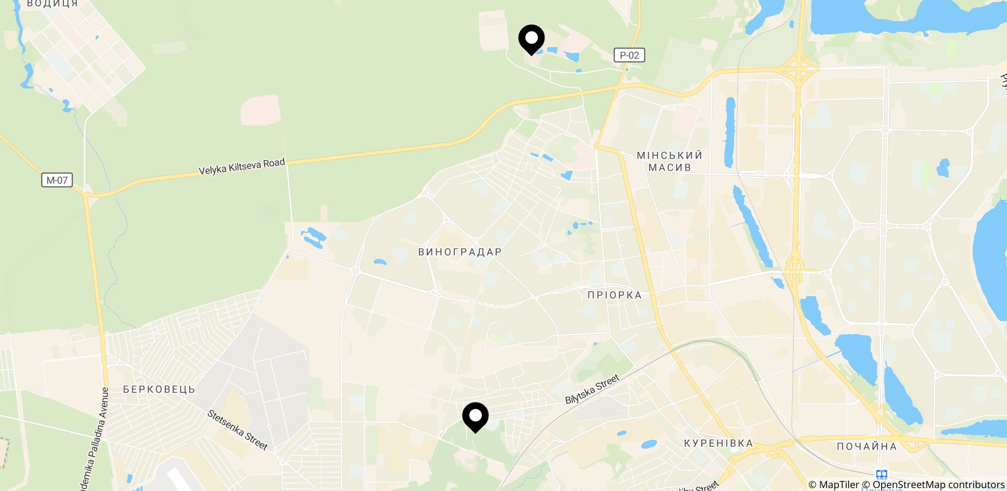 Podil-distriktet i Kyiv, hvor en 16-etagers beboelsesejendom blev ramt