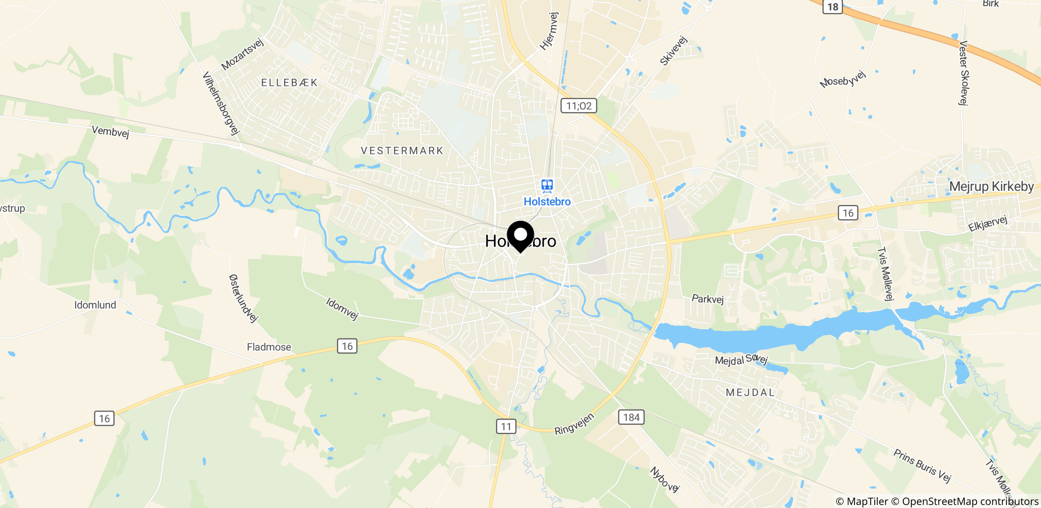 Holstebro-området i Danmark, hvor knivdrabet fandt sted