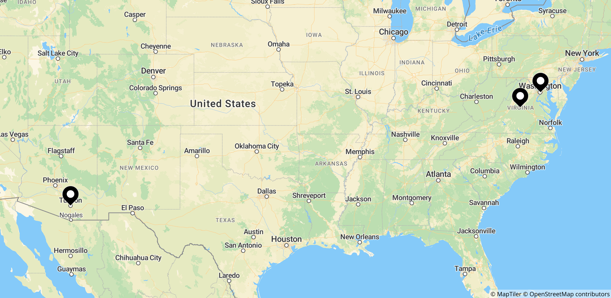 Området omkring Tucson i Arizona, hvor Gabrielle Giffords blev skudt ved et vælgermøde i 2011.