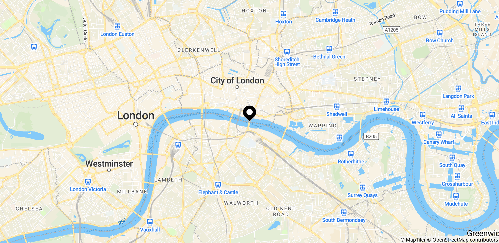 Området omkring London Bridge i det centrale London