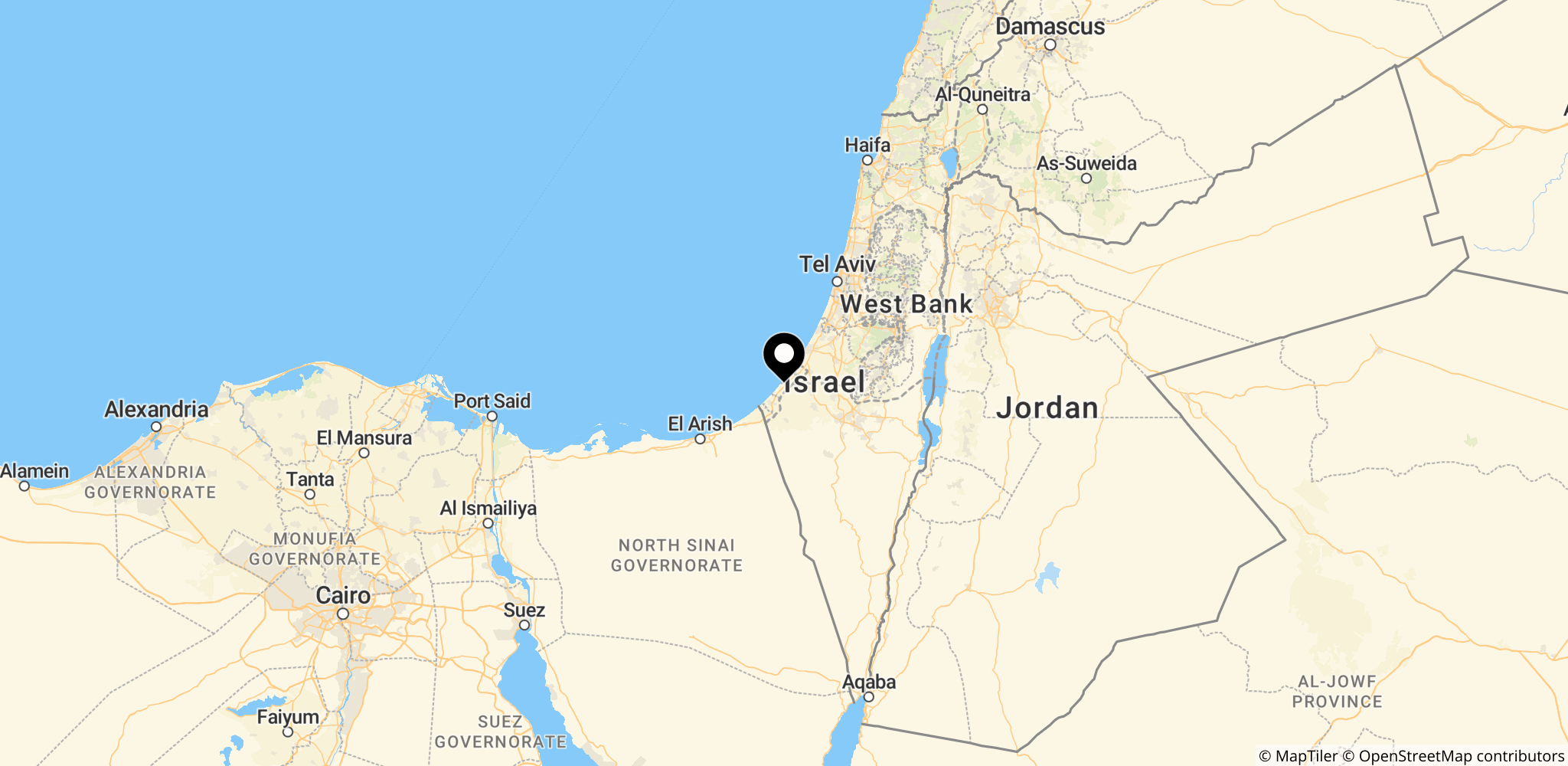 Området omkring Gazastripen i Gaza-striben