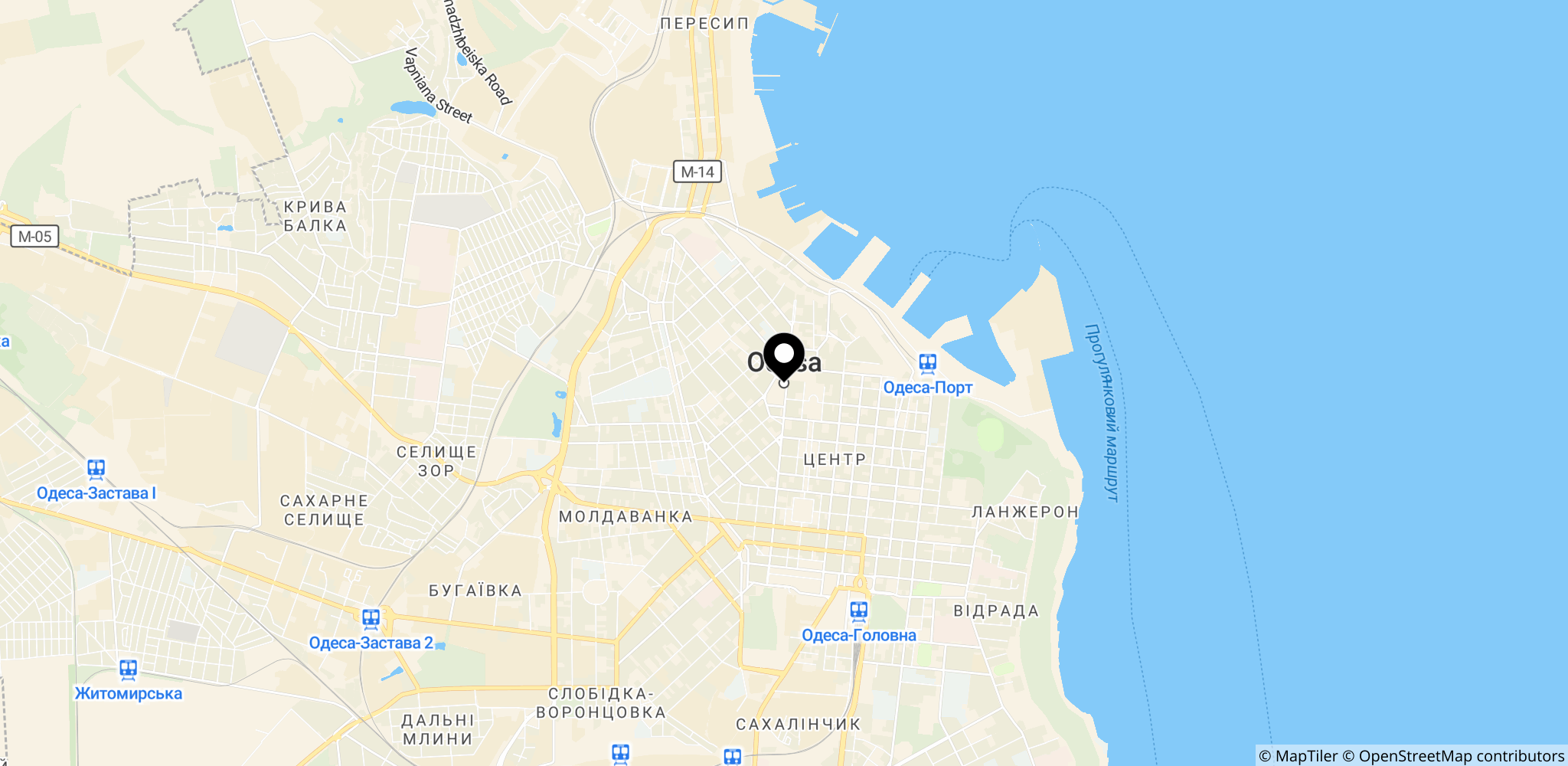 Odesa, Ukraine – havnebyen og eksportknudepunktet vist i forhold til angrebet