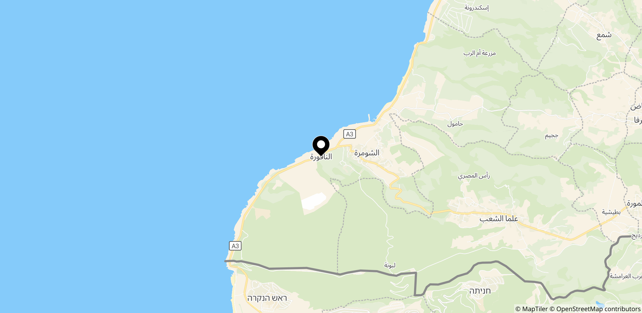 Området ved Israels-Libanon grænse i det sydlige Libanon omkring Naqoura