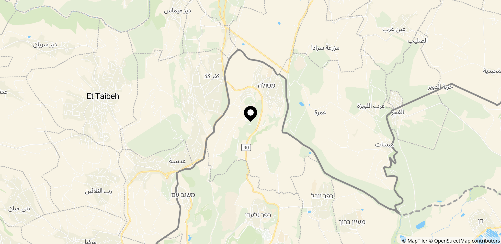 Metula i Israel, tæt ved Libanons grænse — viser det geografiske udgangspunkt for den nordlige grænse og Hizbollahs nærhed til Israel.