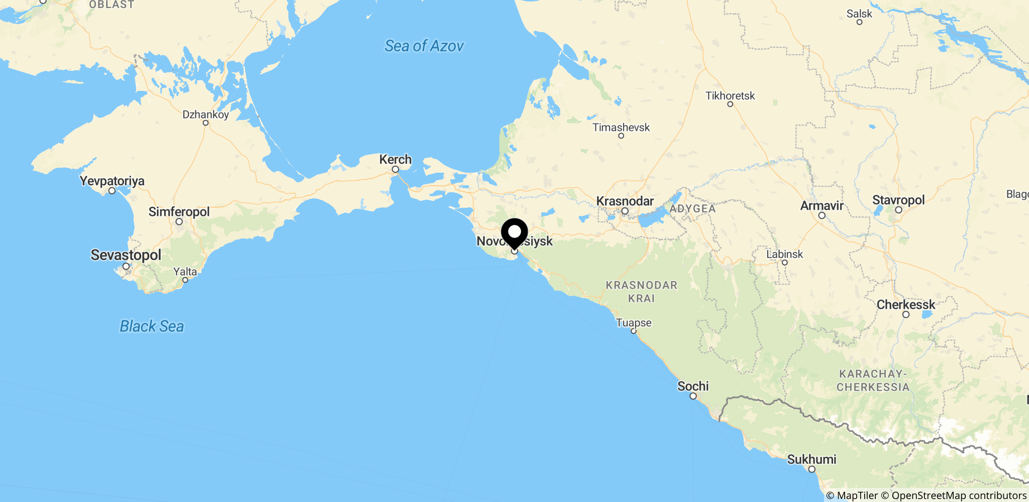 Novorossiysk ved indsejlingen til Sortehavet, Rusland