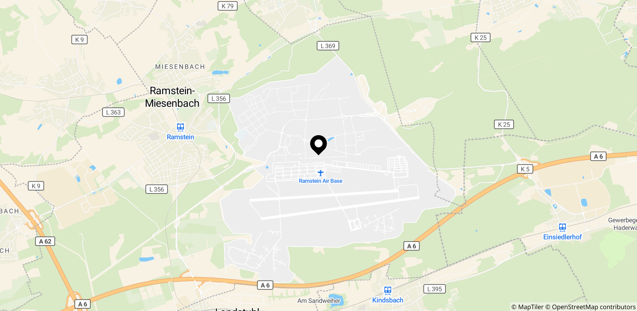 Ramstein Air Base i Ramstein-Miesenbach, Tyskland, et vigtigt knudepunkt for amerikanske styrker i Europa