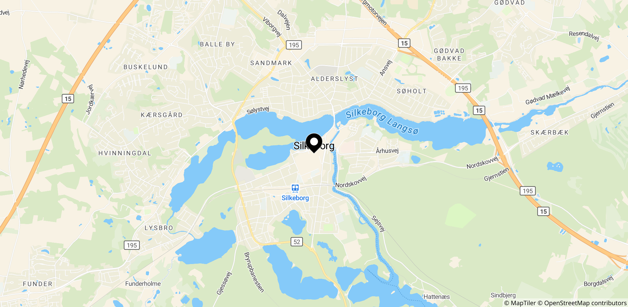 Silkeborg, Danmark – placering af Silkeborg IF i forhold til OBs by Odense
