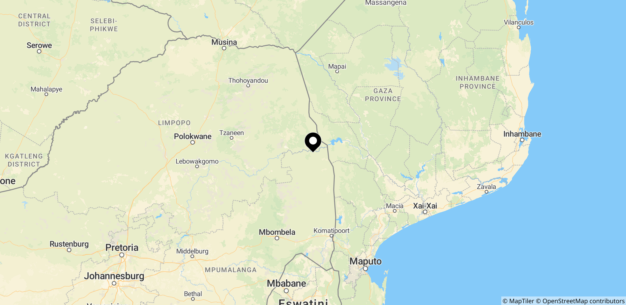 Kruger National Park i Mpumalanga, hvor krokodillen og menneskelige rester senere blev undersøgt