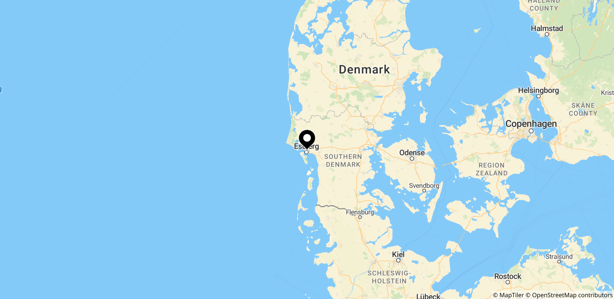 Området i Sydvestjylland i Danmark, hvor Microsoft har varslet tre nye hyperscale datacentre