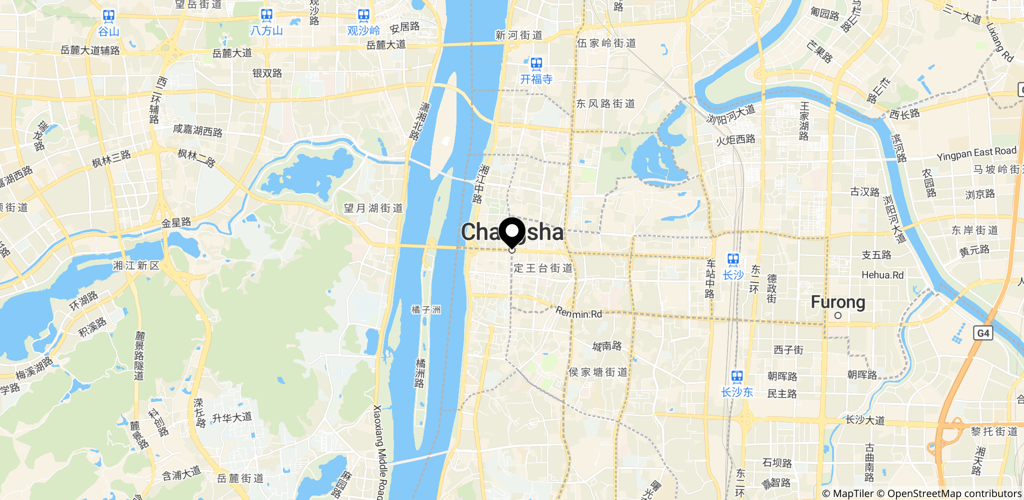 Området omkring Changsha i Hunan, Kina, hvor eksplosionen ved fyrværkerifabrikken fandt sted.