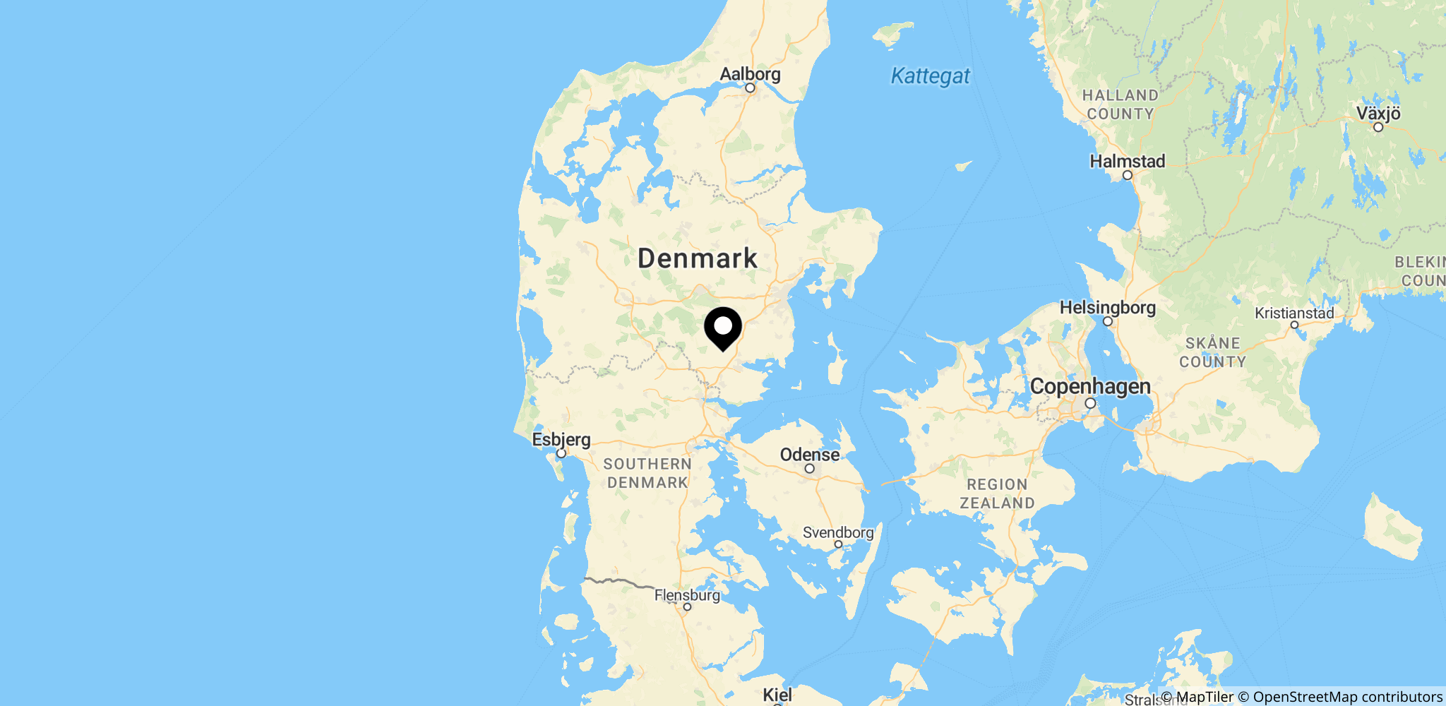 Området i Østjylland, Danmark, hvor Verdo er baseret