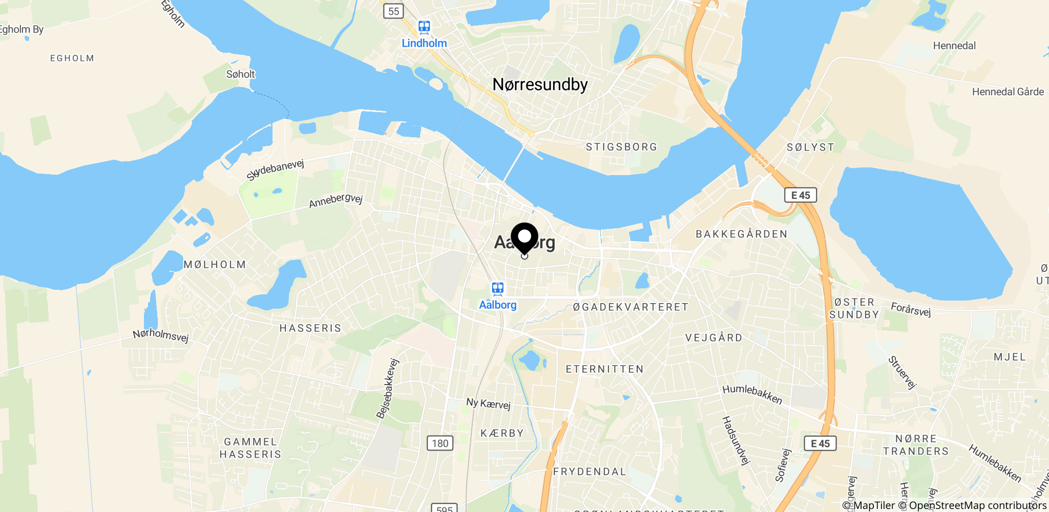 Aalborg Portland og byens placering i Nordjylland, Danmark