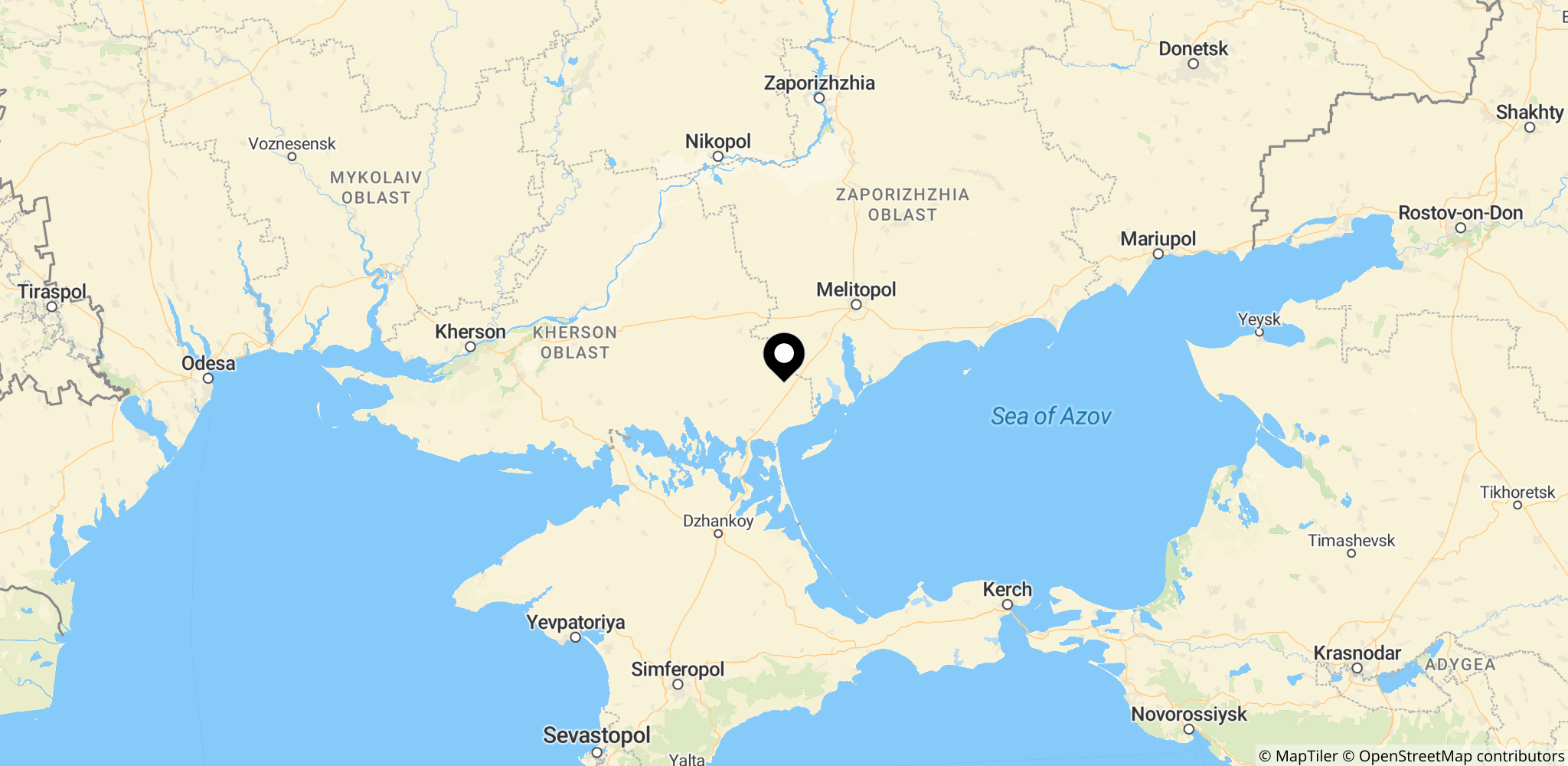Området omkring Zaporizhzhia i det sydlige Ukraine, hvor angrebet blev gennemført