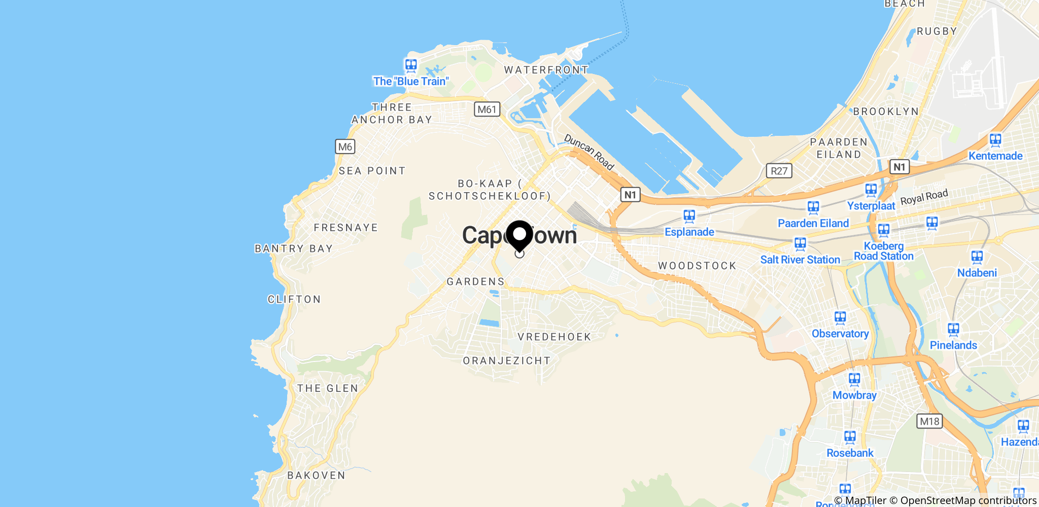 Cape Town, Sydafrika – placering af den seneste melding om mulig menneskelig smitte i sagen.