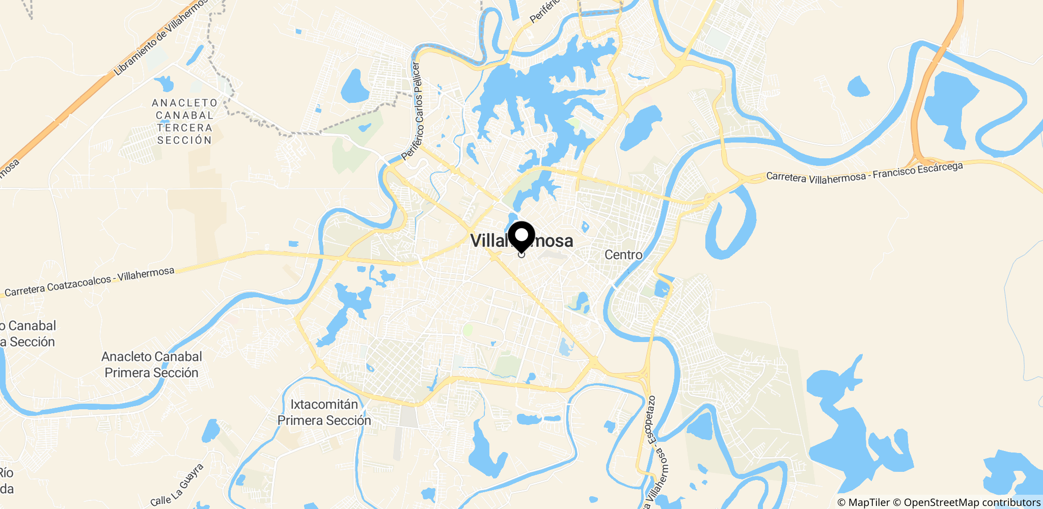 Området omkring Villahermosa i Tabasco, Mexico, hvor koncerten og branden fandt sted