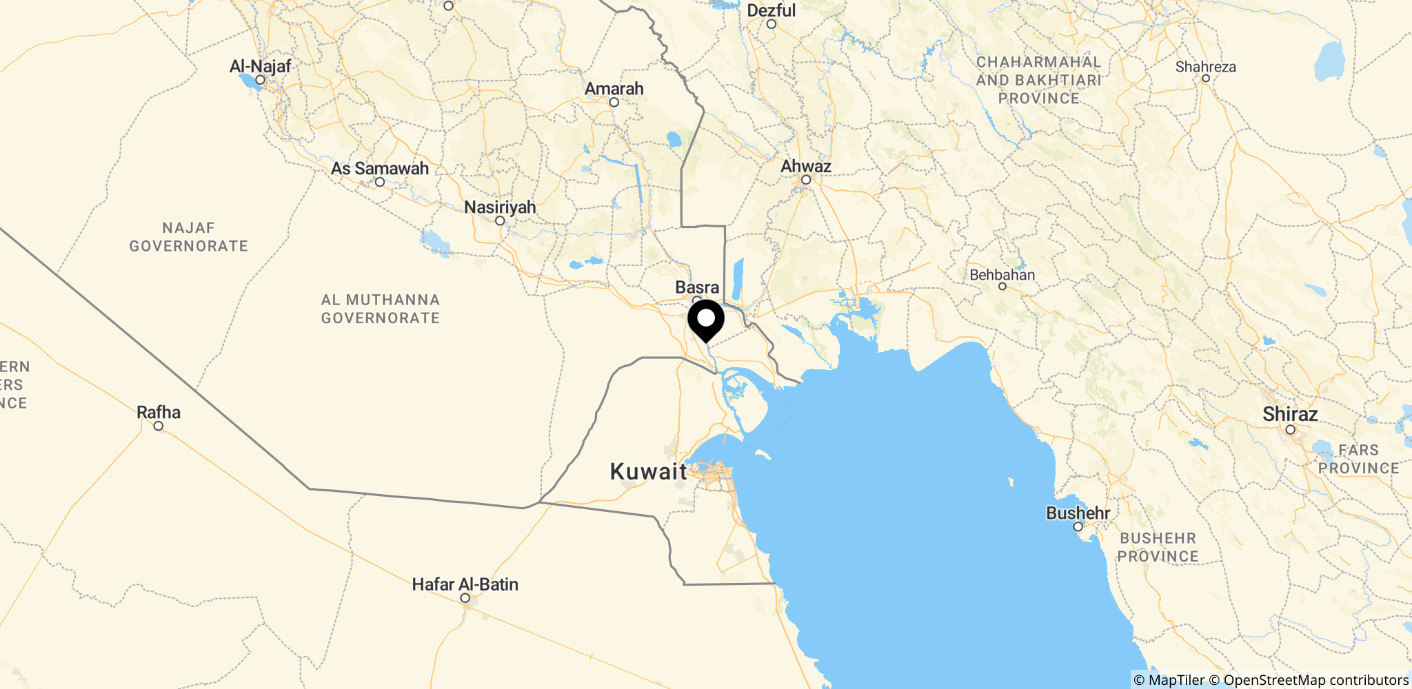 Basra havn i Irak, en af Iraks vigtigste olieeksporthavne