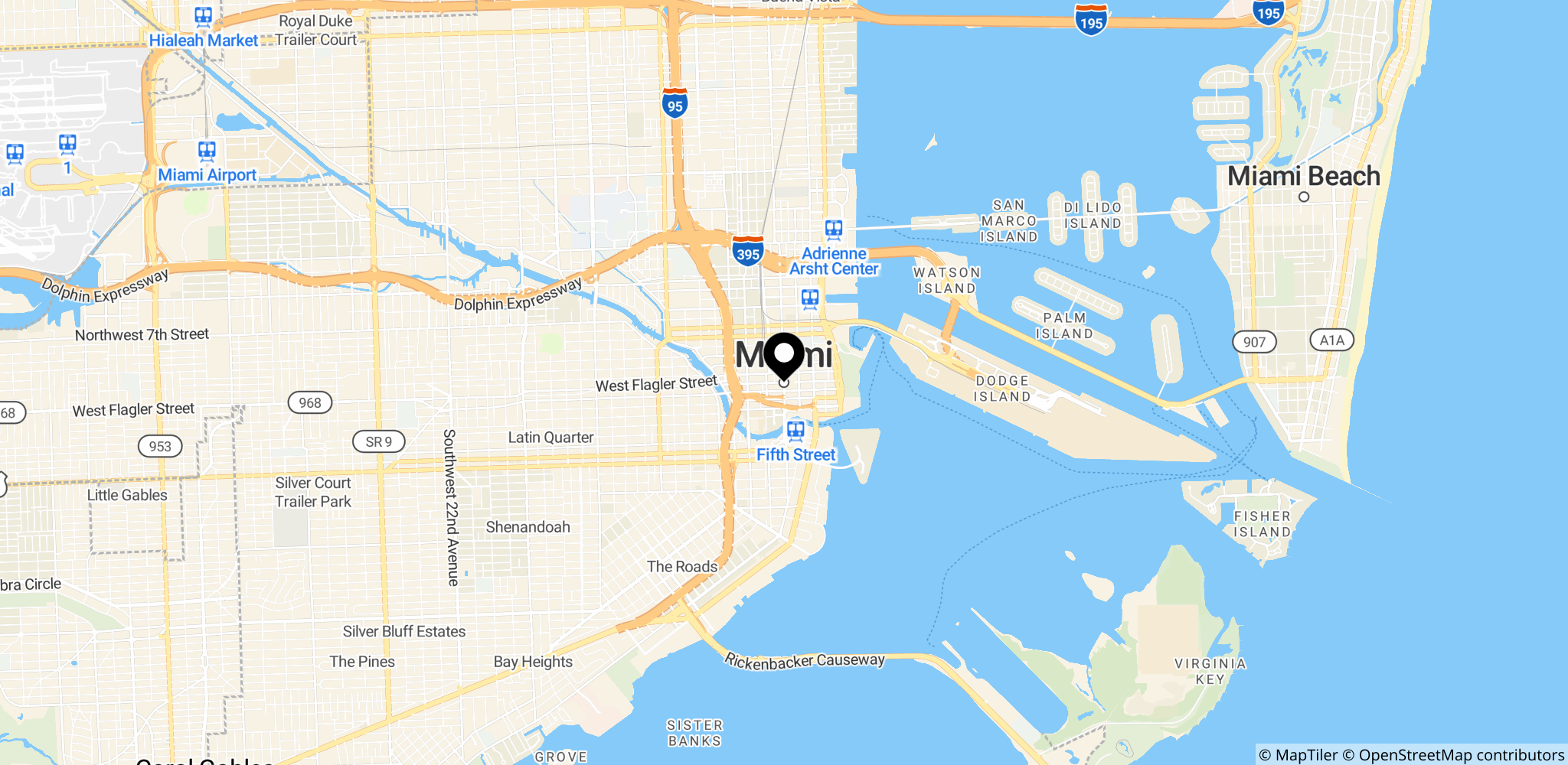 Området omkring Miami i det sydlige Florida, USA, hvor møderne fandt sted og bagmændenes netværk blev organiseret.