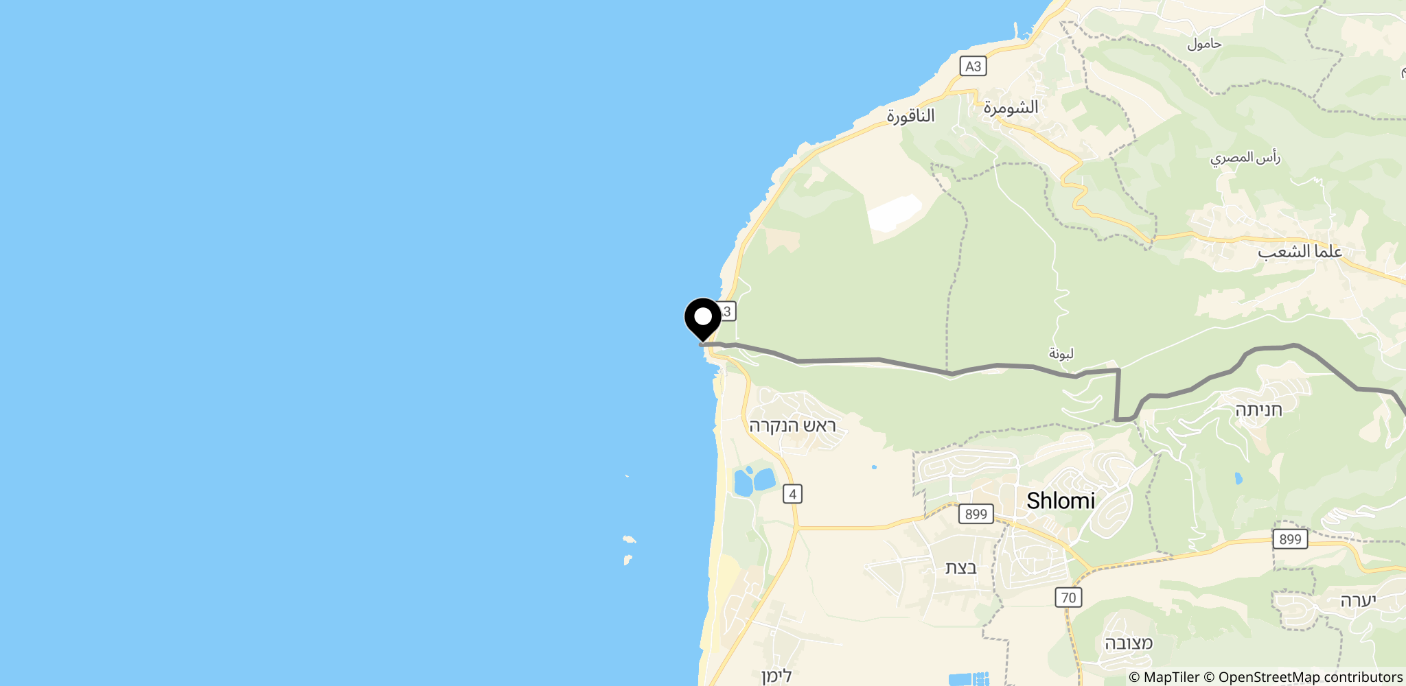 Området ved Israels og Libanons grænse omkring Ras al-Naqoura i Sydlibanon