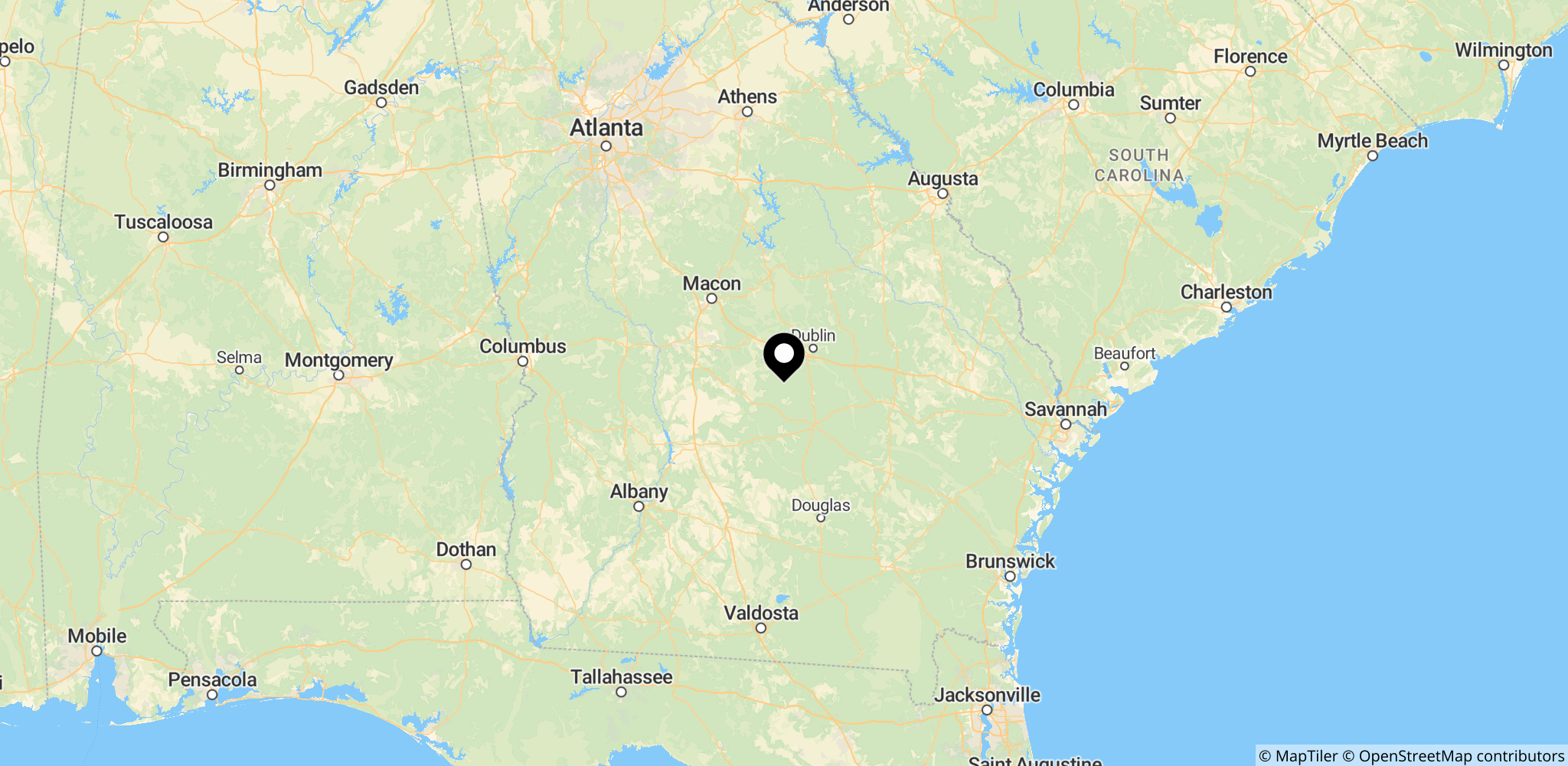 Delstaten Georgia, USA, hvor Thorsen ifølge myndighederne skal stilles for en føderal domstol