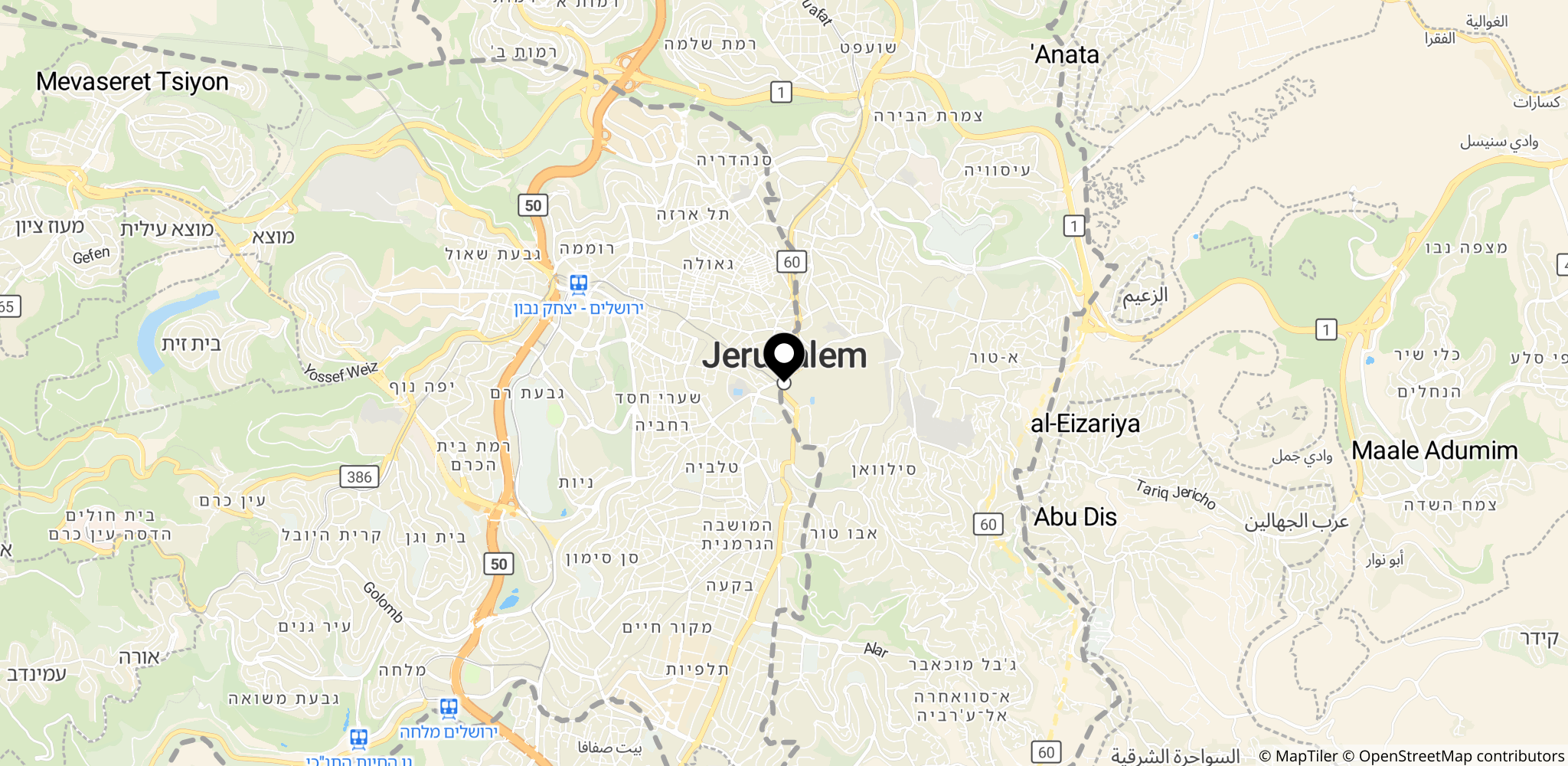 Placering af den særlige militærdomstol i Jerusalem som nævnt i artiklen