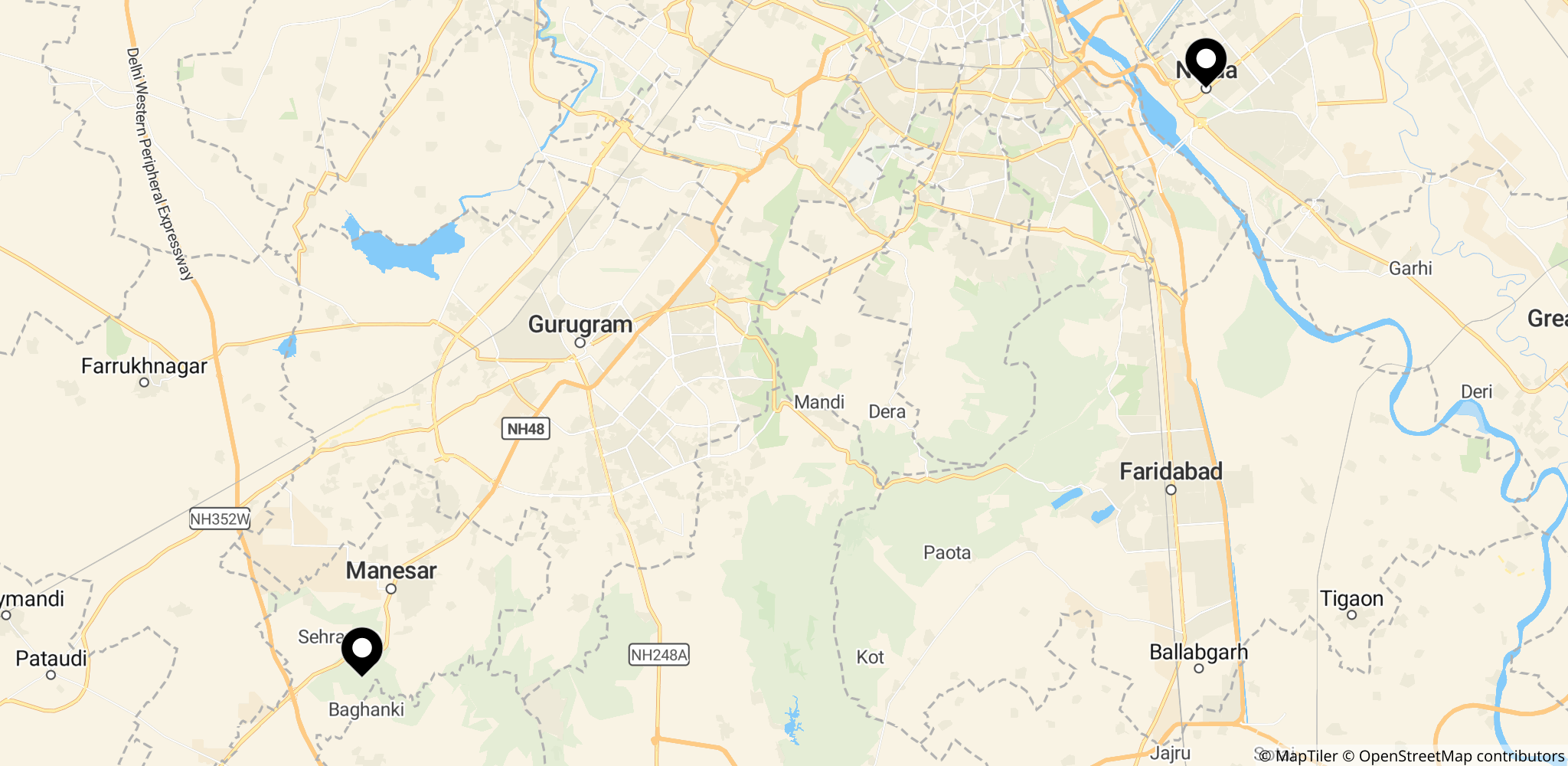 Noida i Uttar Pradesh, Indien – en af industriklyngerne omkring Delhi, hvor demonstranterne var aktive.