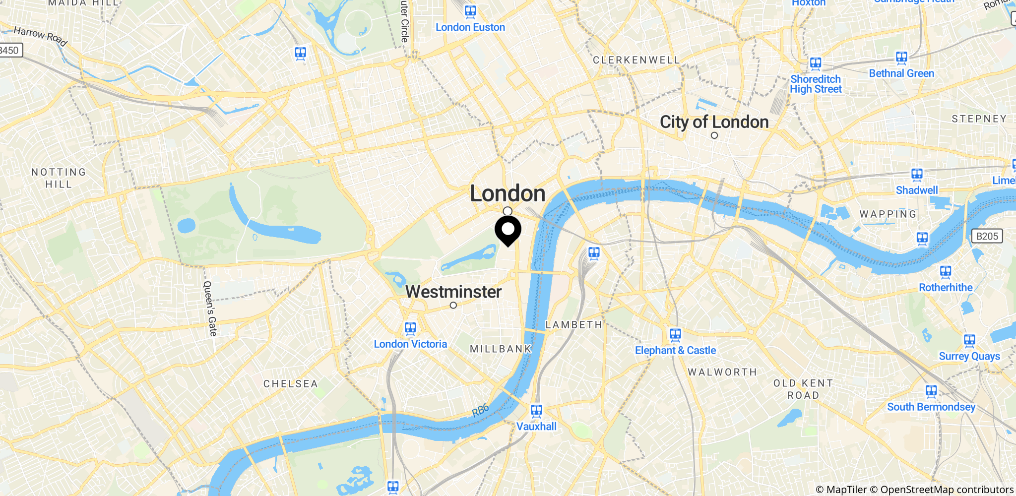 Området omkring Downing Street i London, hvor regeringshåndtering vurderes