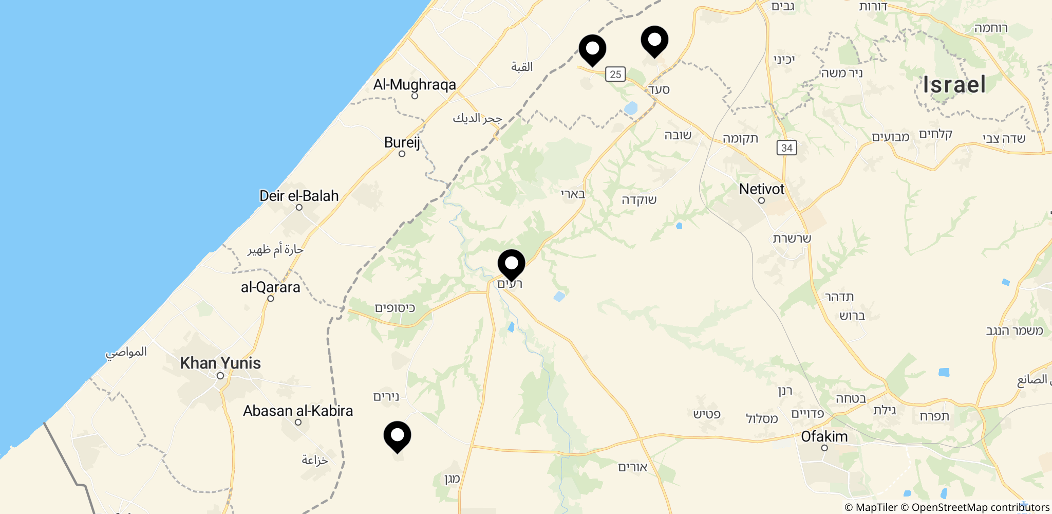 Området omkring Nova-festivalen tæt ved Re'im i det sydlige Israel.