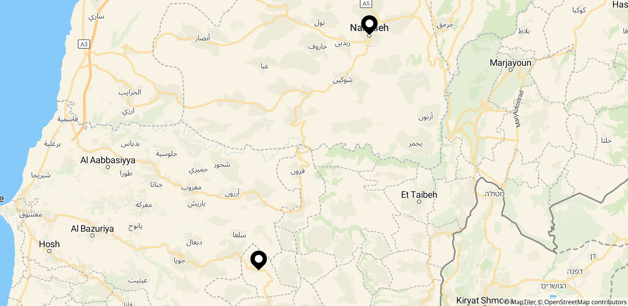 Kfar Dounine i det sydlige Libanon, hvor et hus blev ramt.