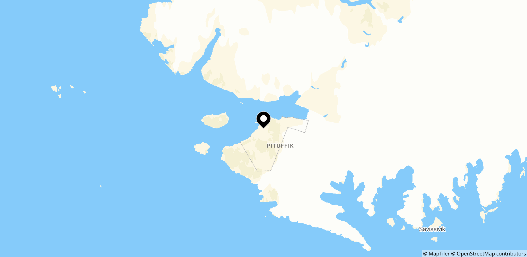 Området omkring Thule Air Base i Grønland, hvor potentielle amerikanske baser nævnes.