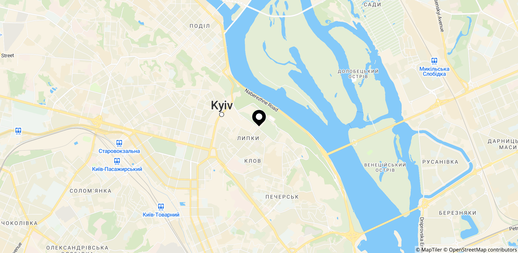 Området omkring Kyivs politiske centrum, hvor skyderiet fandt sted