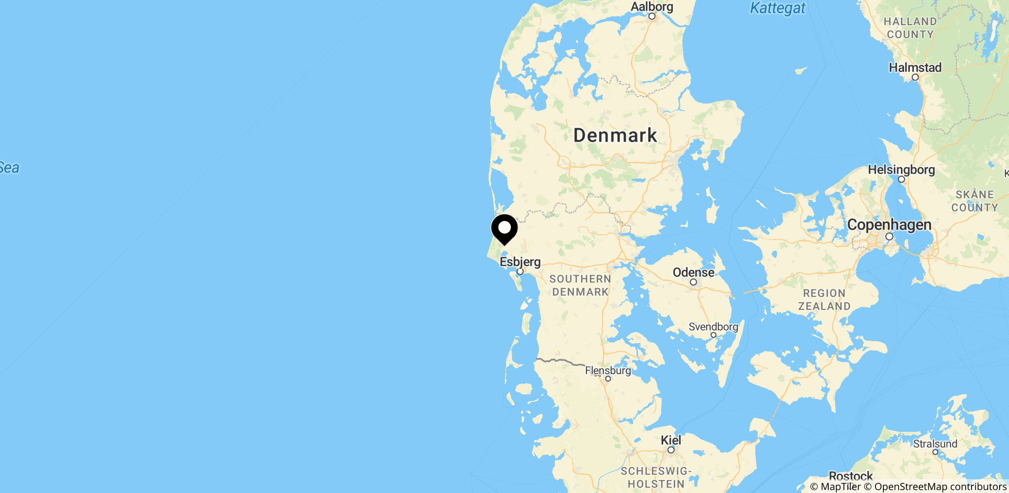 Området omkring Oksbøl i Vestjylland, Danmark, hvor de private tilladelser til problemulve er udstedt (nær Blåvand og Vejers)