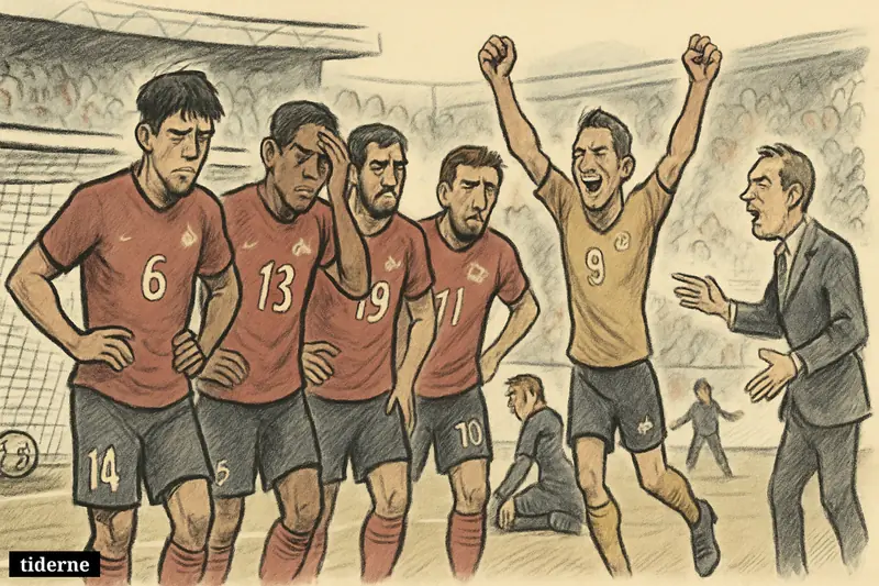 Dejected Canada players near their goal watch Switzerland celebrate in a packed Vancouver stadium after a decisive 2-1 World Cup loss.
