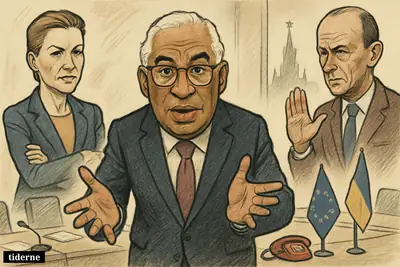 António Costa defends EU contact with the Kremlin as Mette Frederiksen and Friedrich Merz watch skeptically in a Brussels summit room.