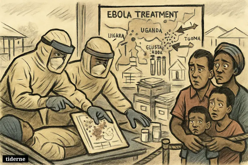 Healthcare workers in protective gear treat an Ebola patient as worried civilians and outbreak-monitoring maps suggest spreading infection in eastern Congo.