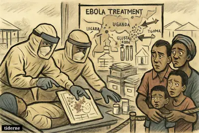 Healthcare workers in protective gear treat an Ebola patient as worried civilians and outbreak-monitoring maps suggest spreading infection in eastern Congo.